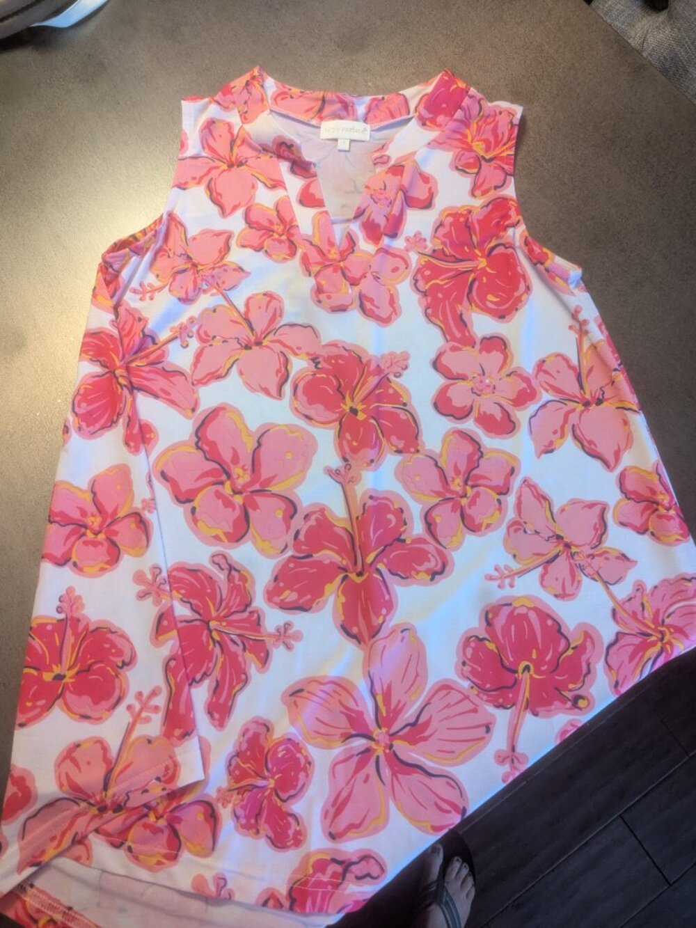 Simply Southern Pink Hibiscus Flowy Tank